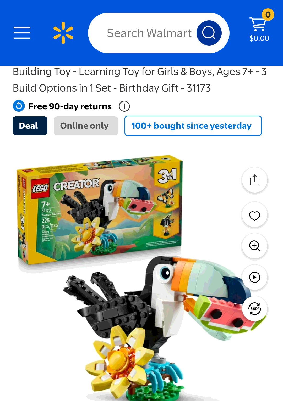 LEGO, Creator 3 in 1 Wild Animals Tropical Toucan Building Toy 31173 - Walmart.com