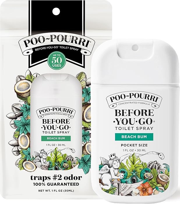 Amazon.com: Poo-Pourri Before-You-Go Pocket Toilet Spray, Travel Essentials, Beach Bum, 1 Fl Oz, Up to 50 Uses, On-The-Go Bathroom Odor Deodorizer with Essential Oils, TSA Approved Size, Coconut Orchi