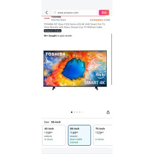 $149.99 Toshiba Fire TV 50  Class C350 Series 4K LED smart TV | Amazon