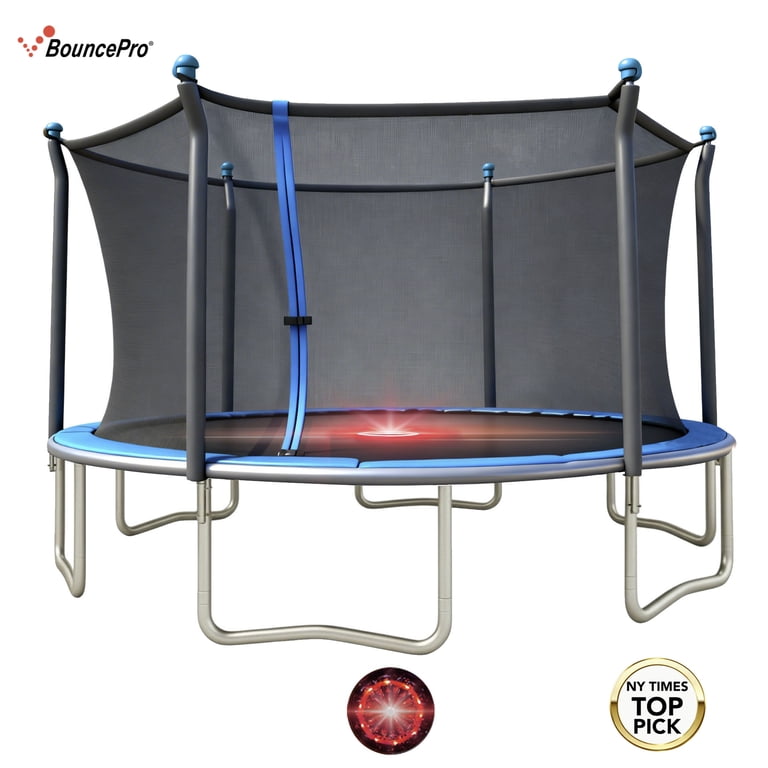 Sportspower BouncePro 14ft Trampoline Meets ASTM Safety Standards, Heavy-Duty Rust-Resistant Steel Frame, UV-Resistant Jump Mat, Safety Net & Under-Mat Flashing Lights - Walmart.com