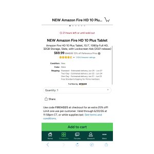 $69.99 NEW Amazon Fire HD 10 Plus Tablet