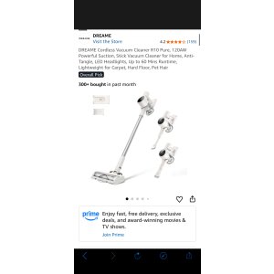 $85.99 Amazon.com - DREAME Cordless Vacuum Cleaner R10 Pure, 120AW Powerful Suction, Stick Vacuum Cleaner for Home, Anti-Tangle, LED Headlights, Up to 60 Mins Runtime, Lightweight for Carpet, Hard Floor, Pet