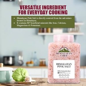 $13.49 Amazon.com : Himalayan Chef Pink Himalayan Salt Coarse Grain, 5 lbs Plastic Jar - Pure, Natural, Kosher, Mineral-Rich, Ideal for Grinder Refills, Cooking, Seasoning : Grocery & Gourmet Food