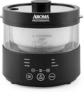 Amazon.com: Aroma Housewares Professional 8-Cup (Cooked) SmartCarb Multicooker and Flavor-Lock Food Steamer for Low-Carb Rice and Grains, Glass Inner Pot, Black (AMC-800), Transparent Glass,