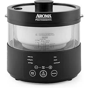 $97.00 Amazon.com: Aroma Housewares Professional 8-Cup (Cooked) SmartCarb Multicooker and Flavor-Lock Food Steamer for Low-Carb Rice and Grains, Glass Inner Pot, Black (AMC-800), Transparent Glass,