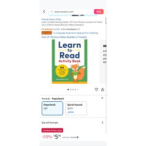 $5.8 Amazon.com: Learn to Read Activity Book: 101 Fun Phonics Lessons to Teach Your Child to Read (Phonics Makes Readers): 9781939754523: Braun M.Ed., Hannah: Books 阅读练习册