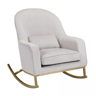 MoDRN Glam Velvet Rocking Chair Off-White with Satin Brass | eBay