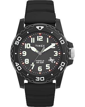 Amazon.com: Timex Men's Diver 42mm Watch - Black Strap Black Dial Black Case : Clothing, Shoes &amp; Jewelry