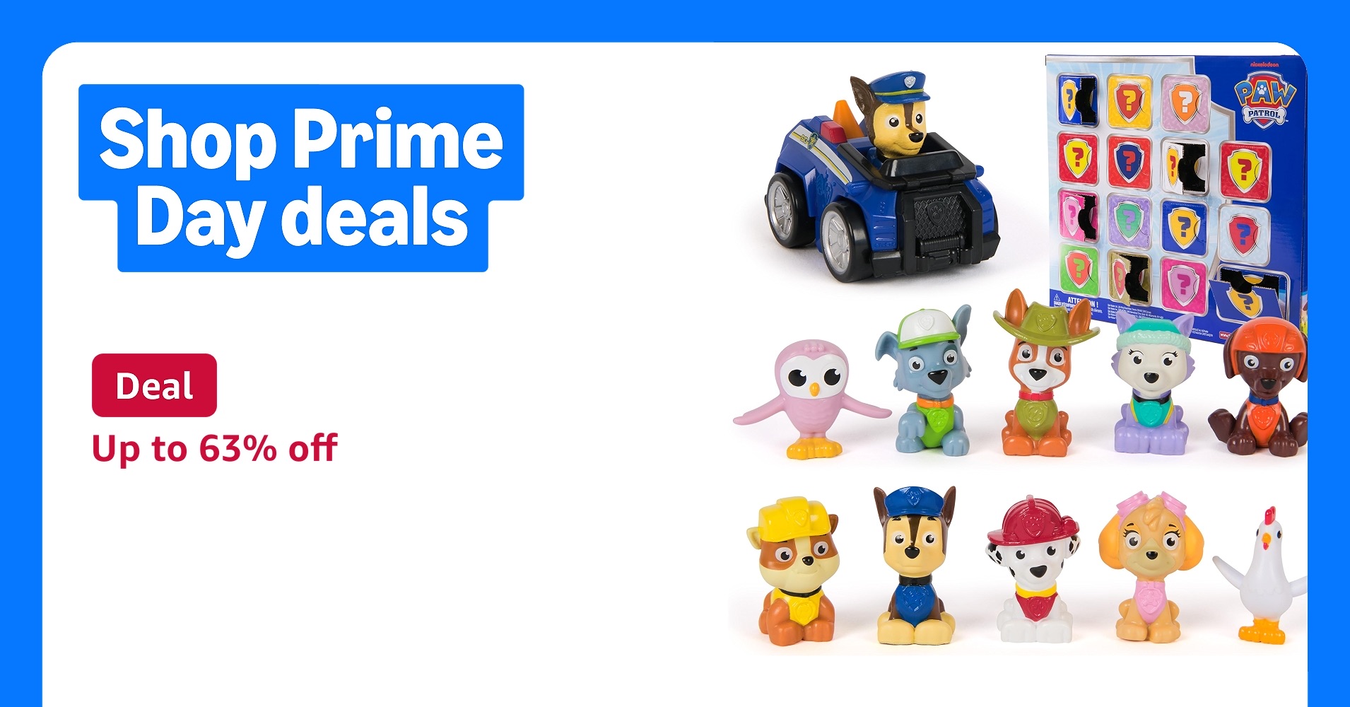 Deal for Prime Members: Paw Patrol Rewards Box Gift Pack, 8 Mini Figures, 2 Animal Figures, 4 Sticker Sheets & 1 Pup Squad Racer, Kids Toys for Boys & Girls Ages 3 and Up