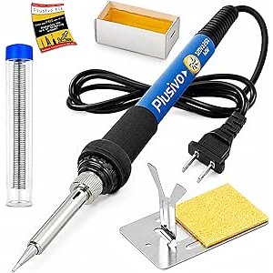 $5.99 Amazon.com: Soldering Iron Kit, 60W Adjustable Temperature 5-in-1 Solder Wire, Stand, Sponge, Rosin Paste Flux, Fast Heating Desoldering Tool for Electronics Repair Hobby DIY 120 V US Plug :