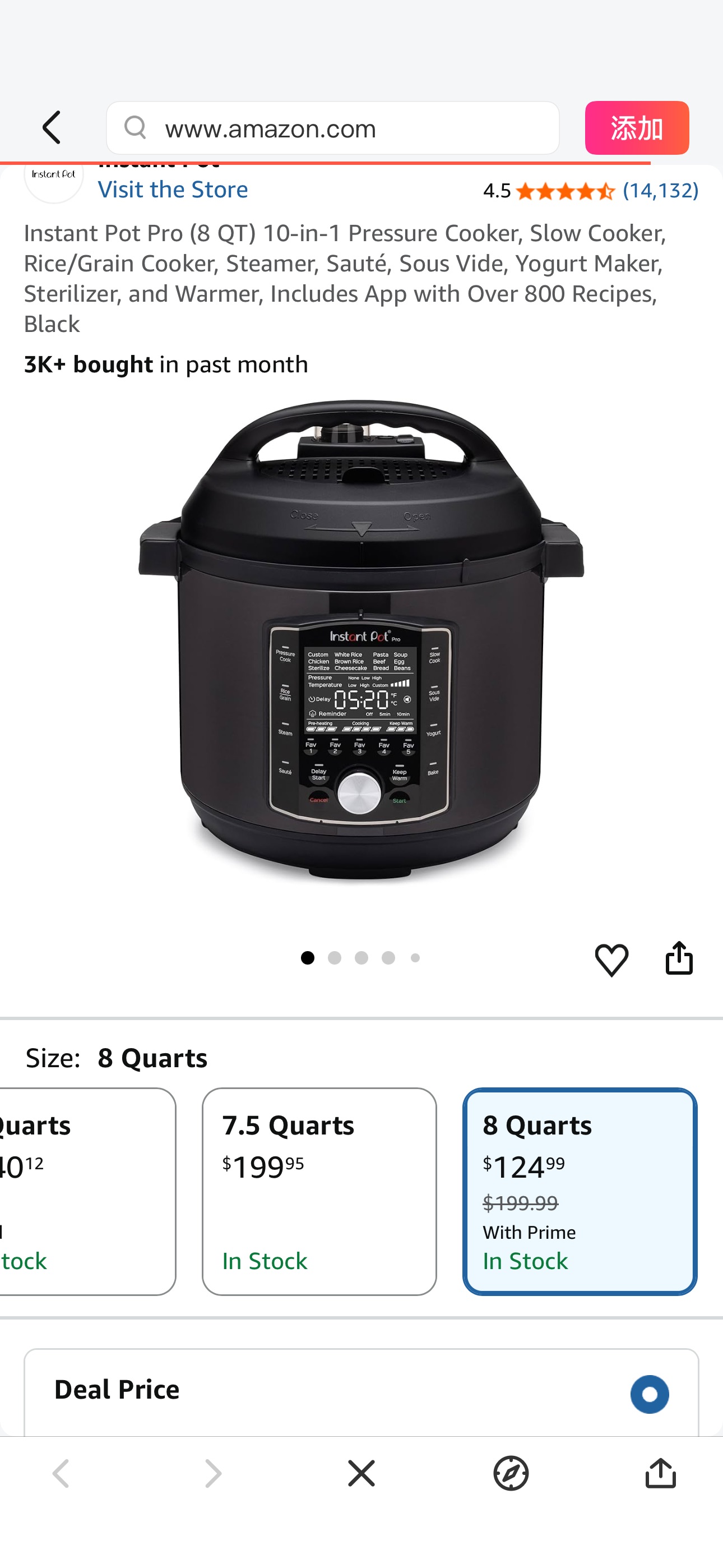 Amazon.com: Instant Pot Pro (8 QT) 10-in-1 Pressure Cooker, Slow Cooker, Rice/Grain Cooker, Steamer, Sauté, Sous Vide, Yogurt Maker, Sterilizer, and Warmer, Includes App with Over 800 Recipes, Black: 