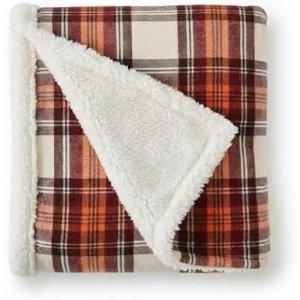 $10.80 Amazon.com: Eddie Bauer - Sherpa Throw Blanket for Couch 50x60 – Ultra Soft Reversible Fleece & Plush Sherpa Blanket, Warm Cozy Plaid Throw Blanket for Sofa, Bed, Living Room, Cabin Deco