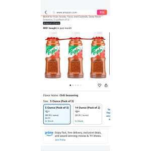 $5.37 Amazon.com : Tajin Clásico Seasoning, Authentic Mexican Chili Lime Spice Blend for Fruit, Snacks, Tacos, and Cocktails, Zesty Flavor Enhancer, 5 oz (Pack of 3) : Grocery & Gourmet Food