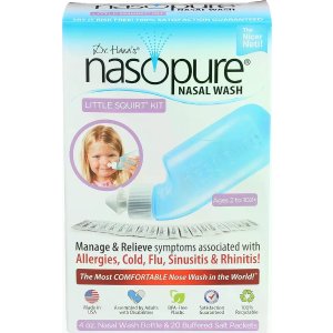 $7.92 Nasopure Nasal Wash, Little Squirt Kit, “The Nicer Neti Pot” Sinus Wash Kit, Comfortable Nasal Rinse Bottle & 20 Salt Packets : Health & Household