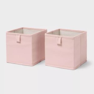 $5 6  2pk Mini Fabric Bin Pink - Brightroom™ : Target