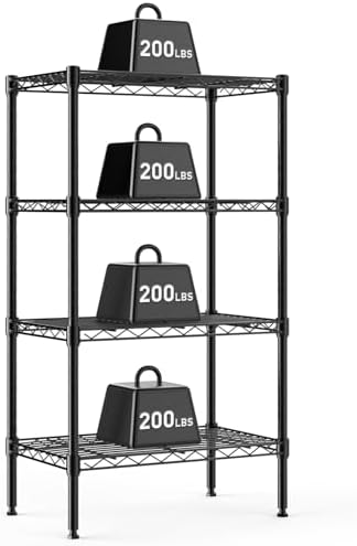 Amazon.com: DUMOS 4-Tier Metal Wire Storage Shelves, Adjustable Standing Storage Rack Shelf, Heavy Duty Steel Shelving Unit Organizers for Kitchen Bathroom Pantry Garage, 23.3" W×13.4&q