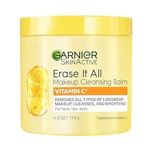 $6.49 Amazon.com: Garnier Erase It All Makeup Cleansing Balm with Vitamin C, Brightening Facial Cleanser and Makeup Remover, 4.2 Oz : Beauty & Personal Care