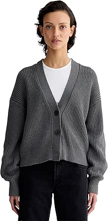 Everlane - The Boxy Cardigan in Everyday Cotton - Heathered Charcoal Small at Amazon Women’s Clothing store