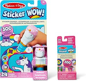Amazon.com: Melissa &amp; Doug Sticker Wow!™ Unicorn Bundle: 24-Page Activity Book, Refillable Sticker Stamper, Mini Pad, 500 Stickers, Arts and Crafts for Kids Ages 3+ : Toys &amp; Games