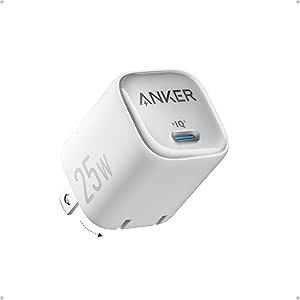 $8.00 Amazon.com: Anker 25W USB C Charger Block, Compact and Foldable Type C Charger, Supports PPS Fast Charging for Galaxy S24/Z Fold/Z Flip/Tab, iPhone 17/16 Series, iPad (White) : Cell Phones &