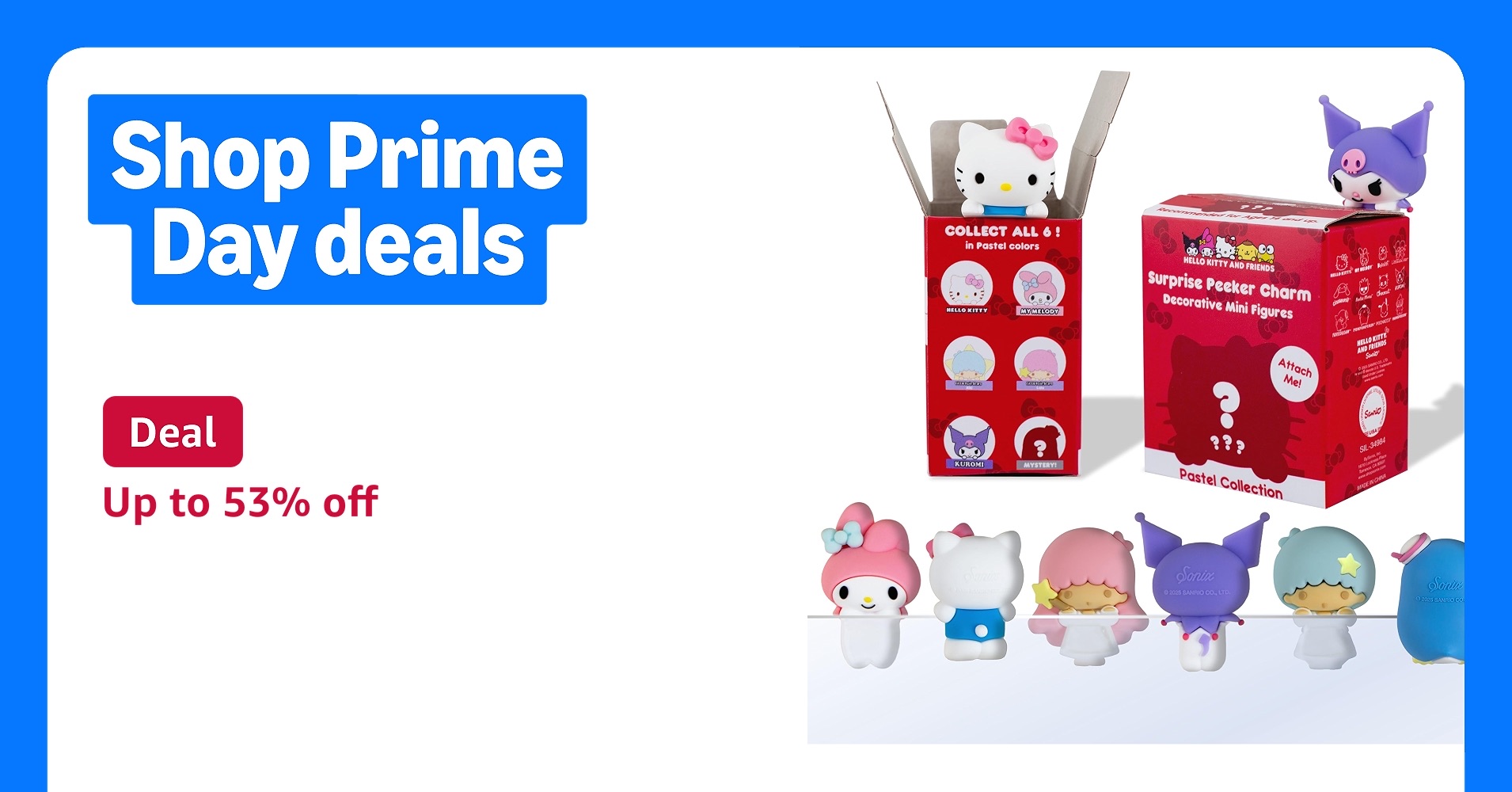 Deal for Prime Members: Sonix x Sanrio Hello Kitty & Friends Peekers - Pastel Series Blind Box - Adhesive Decorative Mini Figures - Includes Hello Kitty, My Melody, Kuromi, Little Twin Stars, or Myste