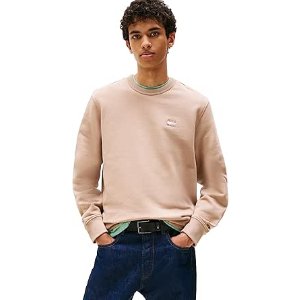 $23.60 Tommy Jeans Mens Regular Badge Crewneck Sweatshirt, COASTAL TAUPE TONAL X-Small at Amazon Men’s Clothing store