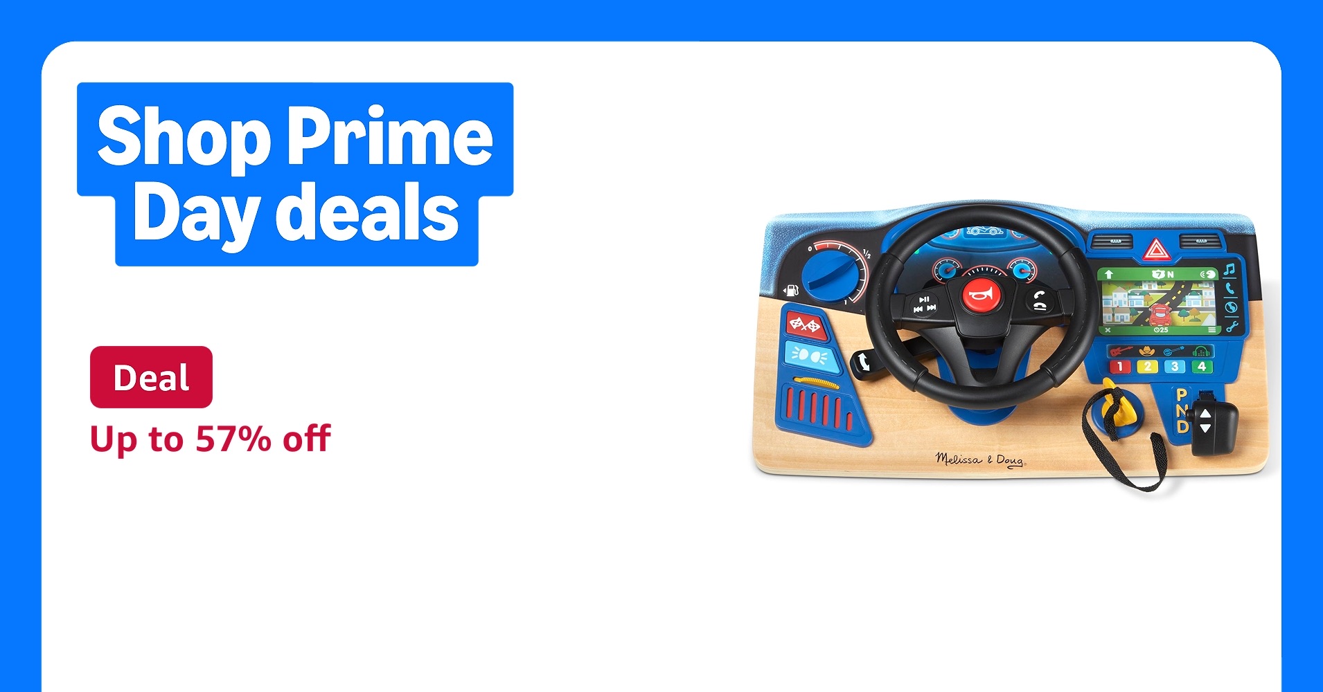 Deal for Prime Members: Melissa & Doug Vroom & Zoom, Interactive Wooden Dashboard, Racing Car Steering Wheel Toy, Lights & Sounds, Preschool Learning Toys for Girls & Boys 3+ - FSC Certified
