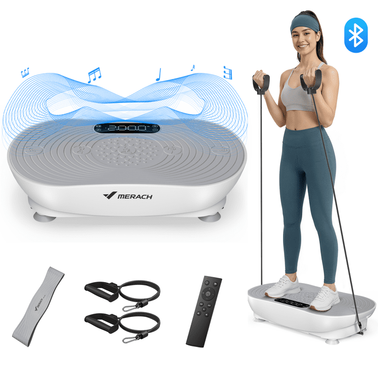 MERACH 350lbs Bluetooth Vibration Plate Exercise Machine, Resistance Bands Vibrating Plate for Exercise with LED Touch Screen, 99 Speed Levels, Home Gym Exercise Equipment - Walmart.com