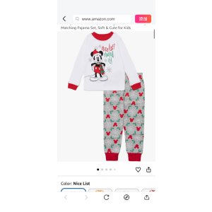 $4.8 Amazon.com: Disney unisex-child 2-piece Snug-fit Cotton Holiday Pajama Set, Soft & Cute for Kids, NICE LIST, 5T : Clothing, Shoes & Jewelry
