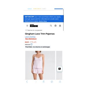 $8.23 Gingham Lace Trim Pajamas (Women) | Nordstromrack