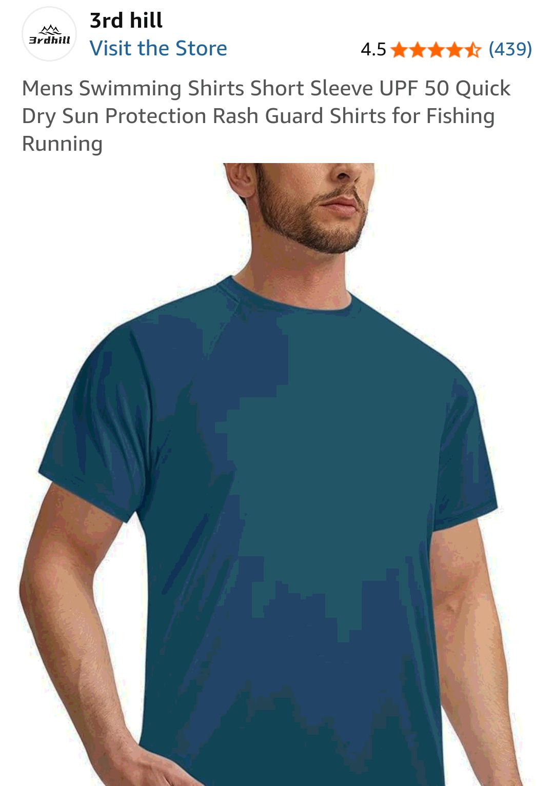 3rd hill Mens Swimming Shirts Short Sleeve UPF 50 Quick Dry Sun Protection Rash Guard Shirts for Fishing Running Dark Blue 3XL | Amazon.com