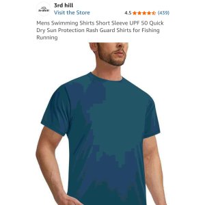 $6.17 3rd hill Mens Swimming Shirts Short Sleeve UPF 50 Quick Dry Sun Protection Rash Guard Shirts for Fishing Running Dark Blue 3XL | Amazon.com