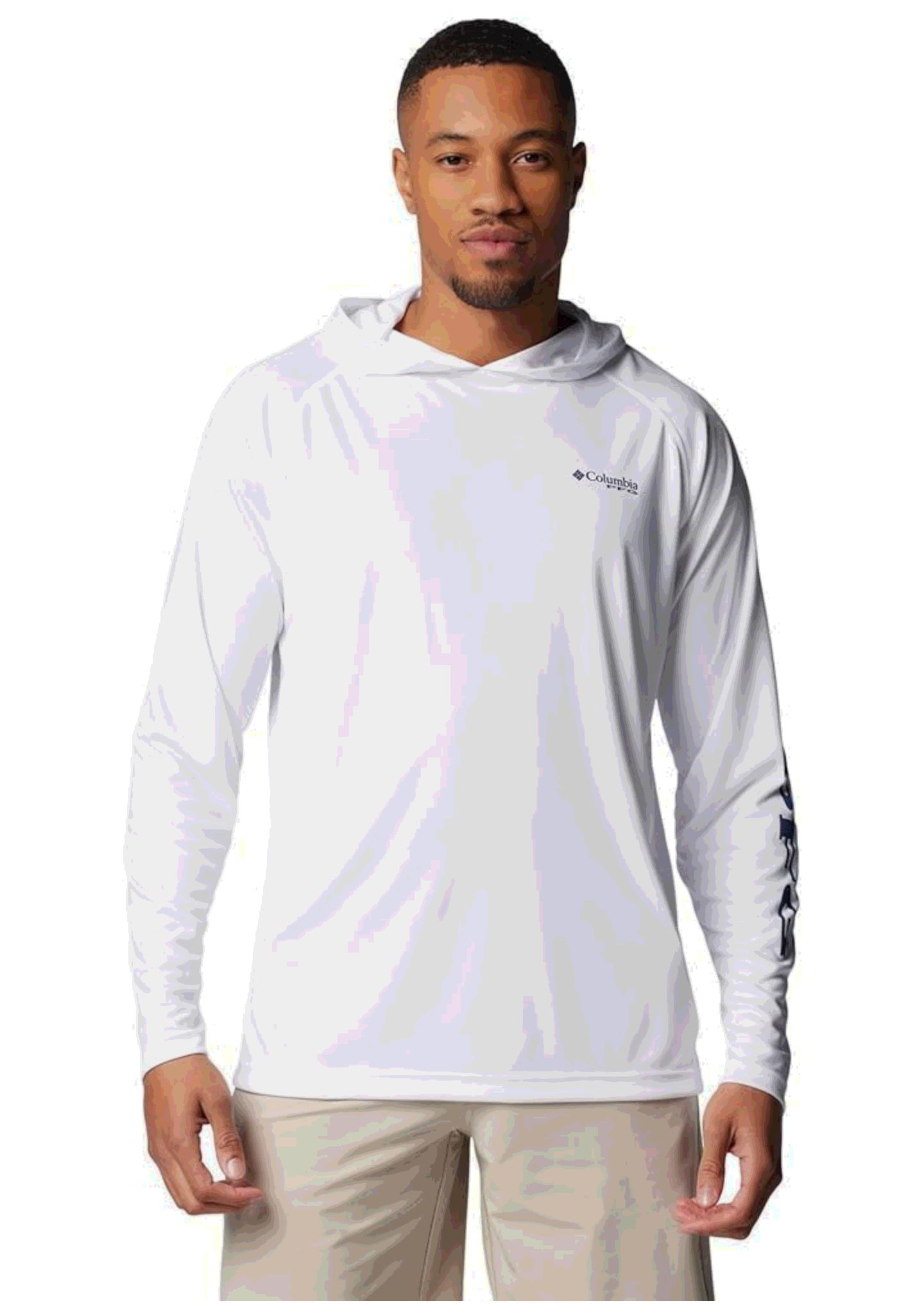 Columbia Mens PFG Terminal Tackle Long Sleeve Fishing Hoodie, White/Nightshade Logo, Medium at Amazon Men’s Clothing store