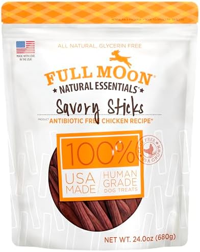 Amazon.com : Full Moon All Natural Human Grade Dog Treats, Essential Chicken Savory Sticks, 24 Ounce : Pet Supplies