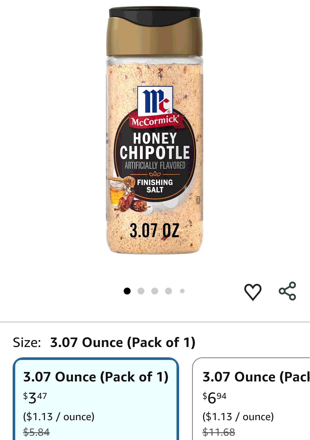 Amazon.com : McCormick Finishing Salt, Honey Chipotle, Spicy Chipotle & Sweet Honey, For Steaks, Pork, Chicken, Grilled Veggies & Fries, No Colors from Artificial Sources, Kosher, 3.07 oz : Everything