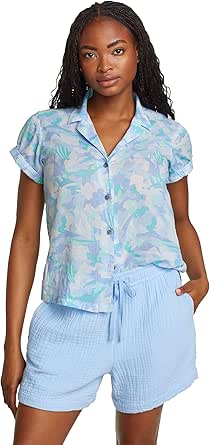 Eddie Bauer Short Sleeve Packable Camp Shirt Azure at Amazon Women’s Clothing store
