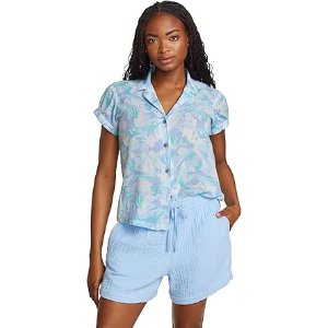 $5.99 Eddie Bauer Short Sleeve Packable Camp Shirt Azure at Amazon Women’s Clothing store
