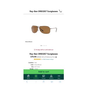 $79.99 Ray-Ban 0RB3267 Sunglasses