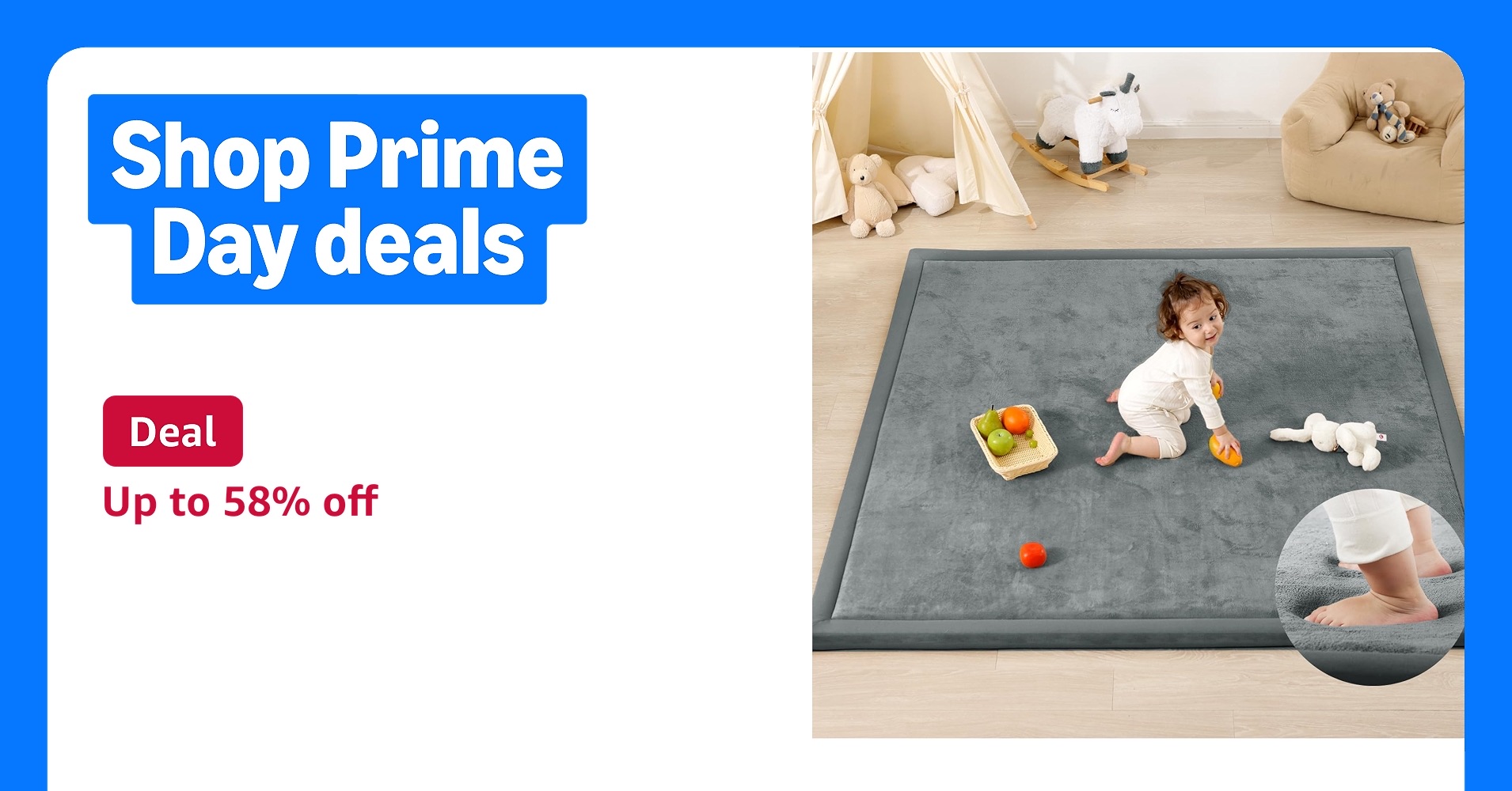 Deal for Prime Members: PaPaMat 1.3" Thick Baby Play Mat for Floor Playpen, 71x59 Large Foam Tummy Time Mat, Padded Support Soft Plush Nursery Rug for Infant Kids Toddler Crawling Kick Activity (Dark 