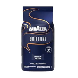 2 for $30.48 ($15.24 each) Amazon.com : Lavazza Super Crema Whole Bean Coffee, Medium Espresso Roast, Arabica and Robusta Blend, 2.2 lb Bag, Package May Vary (Pack of 1) : Roasted Coffee Bea