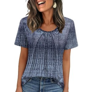 $11.99 WIHOLL Woemns Tops Short Sleeve Summer Shirts Oversized Blouses Crewneck Loose Fit 2026 Spring Summer Fashion Clothing Tie Dye Print 2XL at Amazon Women’s Clothing store