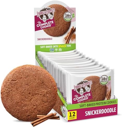 Amazon.com: Lenny &amp; Larry's Protein Cookie, [Snickerdoodle], Chewy Soft Baked, 16g Plant Protein, Vegan, Non-GMO, High Fiber, 4 Ounce Cookie (Pack of 12) : Grocery &amp; Gourmet Food