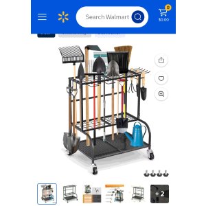 $43.99 Garden Tool Organizer with Wheels, UNTIMATY Metal Yard Tool Rack with Hooks for Garage Storage,Heavy-Duty Storage Holder for Yard Backyard - Walmart.com
