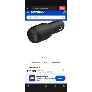 $15.99 Belkin BOOST↑CHARGE Dual USB C Car Charger 36W Black CCB002btBK - Best Buy