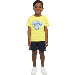 $9.09 Amazon.com: Champion Boys Short Set 2 Piece Active Clothing Set for Toddlers Short Sleeve Tee and Pull on Short for Kids