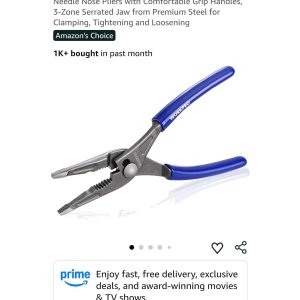 $13.99 WORKPRO 8   Long Nose Slip Joint Pliers, CR-V Needle Nose Pliers with Comfortable Grip Handles, 3-Zone Serrated Jaw from Premium Steel for Clamping, Tightening and Loosening - Amazon.com