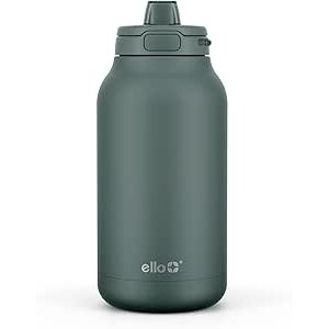 $28.83 Amazon.com: Ello Hydra 64oz Stainless Steel Water Jug with Locking Leak Proof Lid | Reusable Half Gallon Vacuum Insulated Metal Bottle with Silicone Straw, Keeps Drinks Cold All Day, Gift Re