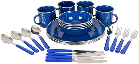 Amazon.com : Stansport Deluxe 24-Piece Enamel Tableware Set - Blue (11220)