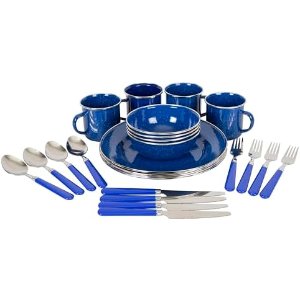 $24 Amazon.com : Stansport Deluxe 24-Piece Enamel Tableware Set - Blue (11220)