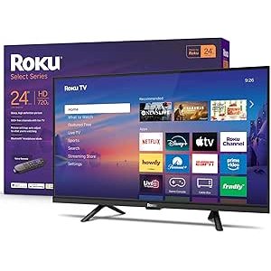 $99.99 Amazon.com: Roku Smart TV 2026 – 24-Inch Select Series, 720p HD TV – Roku TV with Voice Remote – Flat Screen LED Television with Wi-Fi for Streaming Live Local News, Sports, & Movies – B